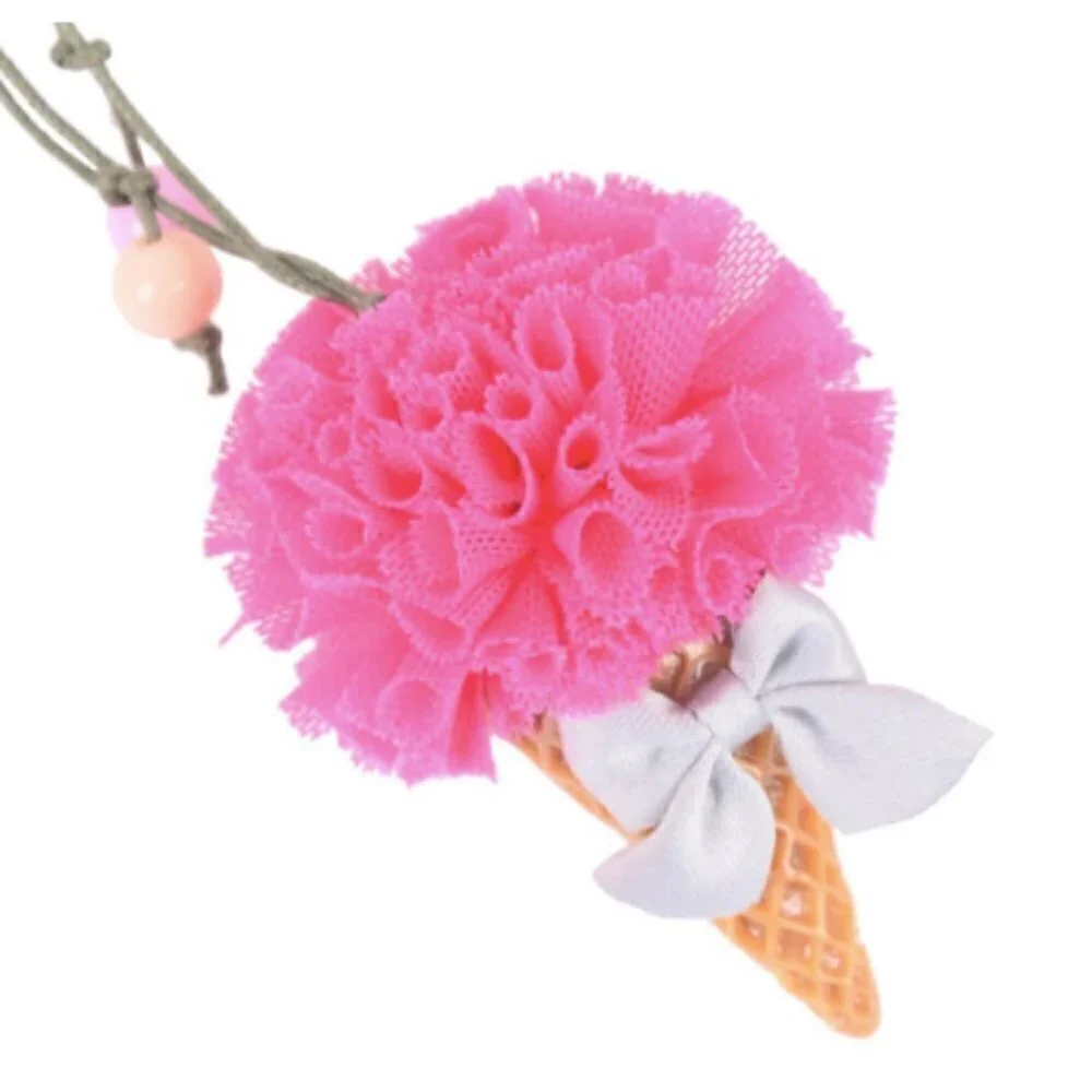 Handmade Girls Dressy Casual Pink Lace Ice Cream Necklace